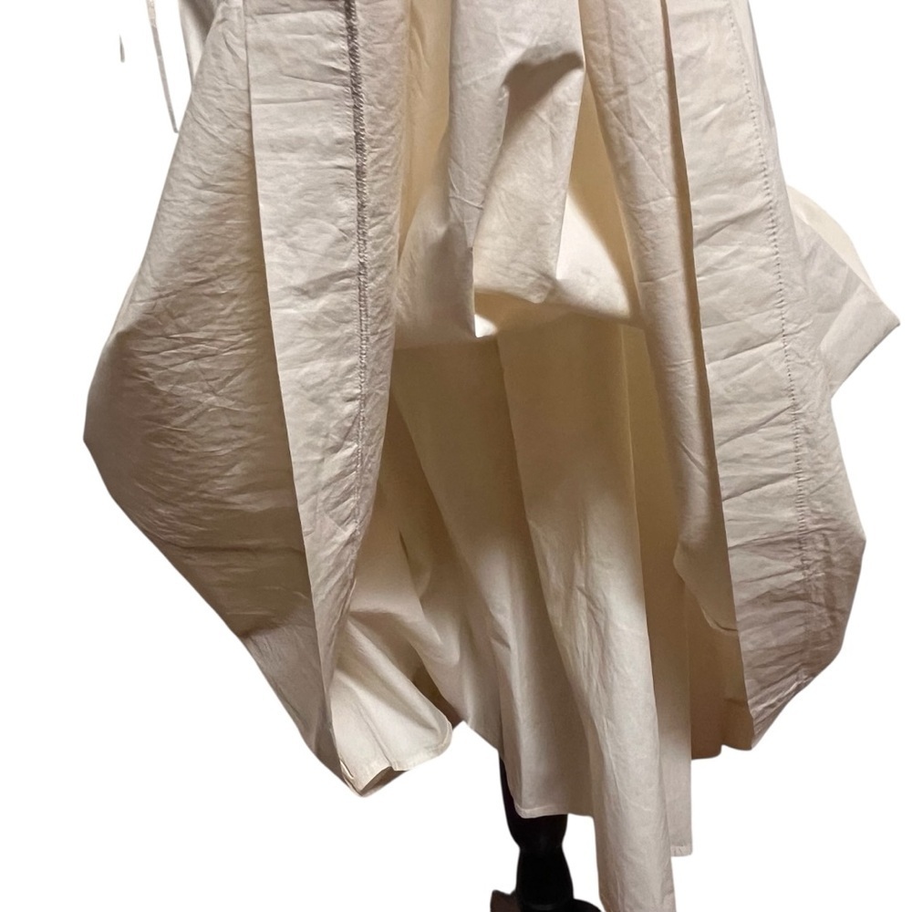 NWOT En Saison Poplin Cream Cotton Puff Sleeve Midi Dress Natural – Size Small - Picture 7 of 11